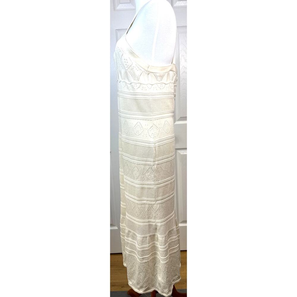 Joie Ivory Lace Knit Halter Maxi Dress M Open Back Boho Autumn Wedding Guest - Picture 5 of 8